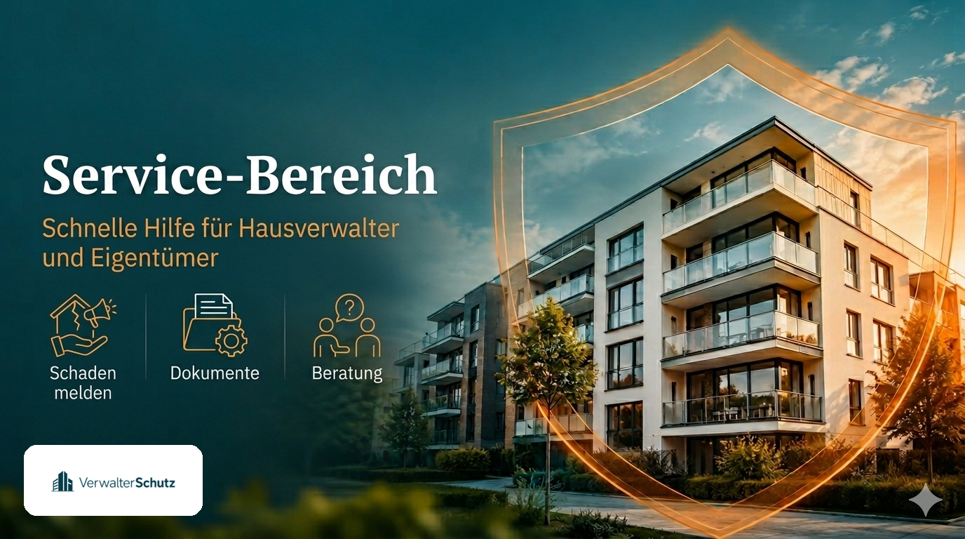 Service-Bereich – schnelle Hilfe für Hausverwalter und Eigentümer: Schaden melden, Dokumente, Beratung